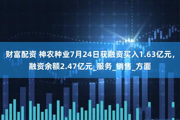 财富配资 神农种业7月24日获融资买入1.63亿元，融资余额2.47亿元_服务_销售_方面